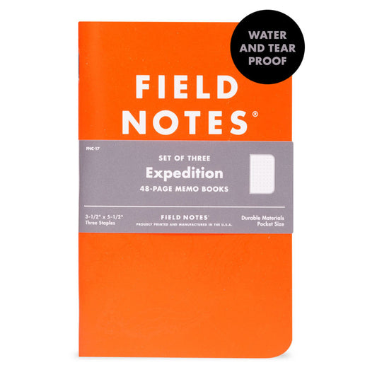 Field Notes Expedition notitieboek met oranje omslag en dot-grid pagina's