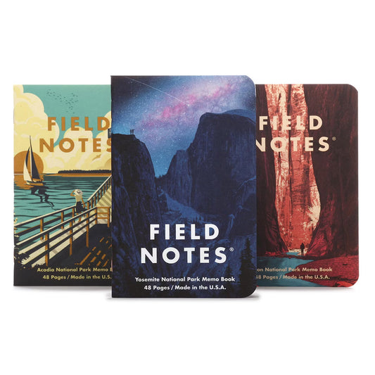 Field Notes National Parks Serie A notitieboekjes – Yosemite, Zion en Acadia illustraties
