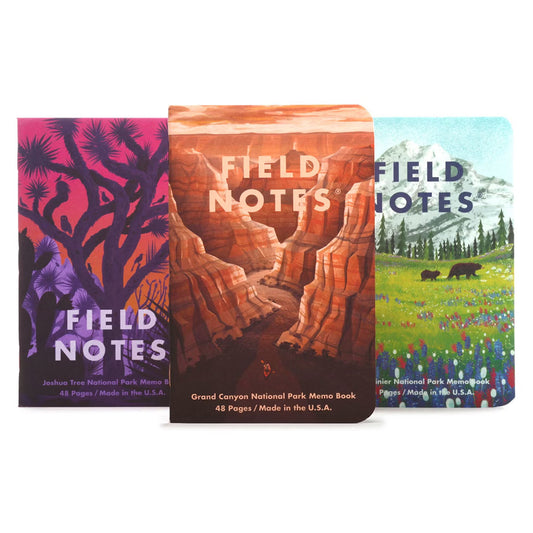 Field Notes National Parks Serie B – Grand Canyon, Joshua Tree en Mount Rainier covers