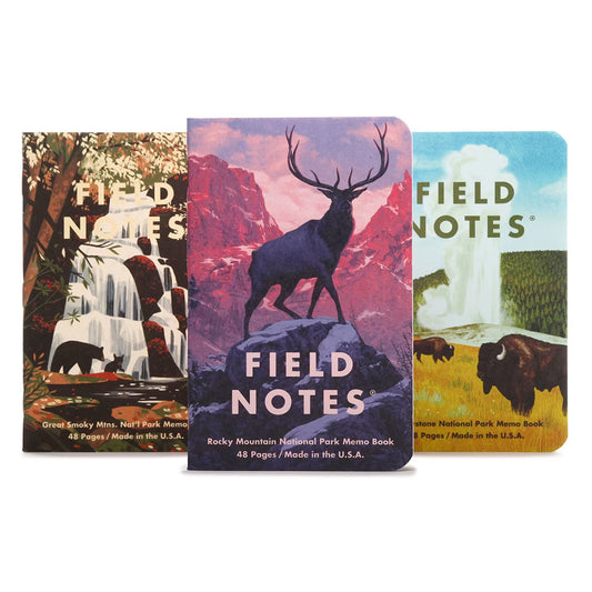 Field Notes National Parks Serie C – Rocky Mountain, Great Smoky Mountains en Yellowstone design