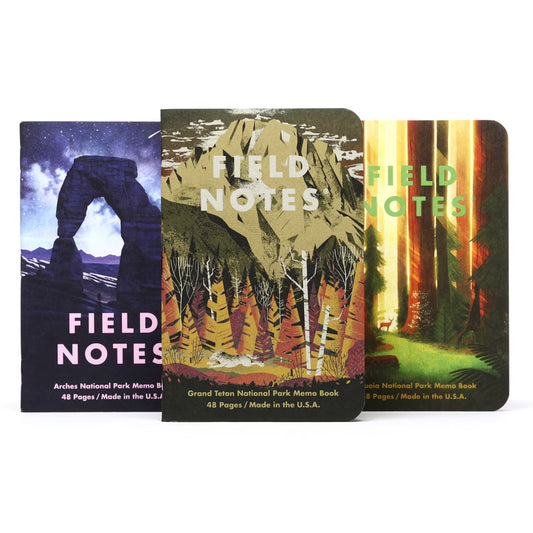 Field Notes National Parks Serie D notitieboekjes – Grand Teton, Arches en Sequoia illustraties