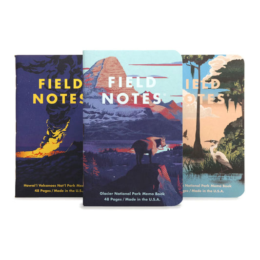 Field Notes National Parks Serie F – Glacier, Hawai‘i Volcanoes en Everglades kunstzinnige covers