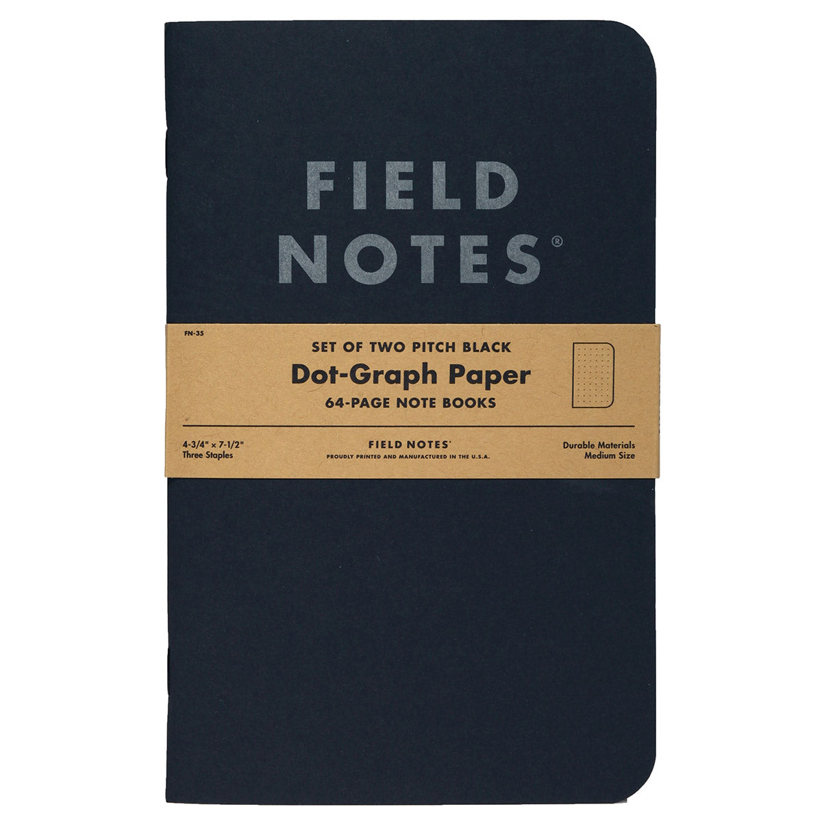 Field Notes Pitch Black Notebook Dot Graph - 2-Pack
