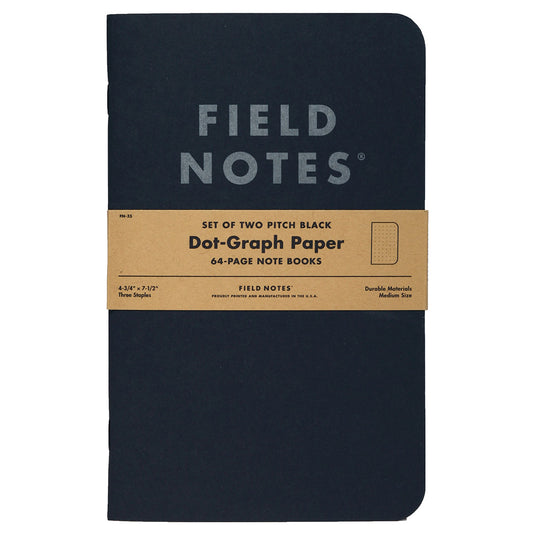 Field Notes Pitch Black Notebook Dot Graph - 2-Pack
