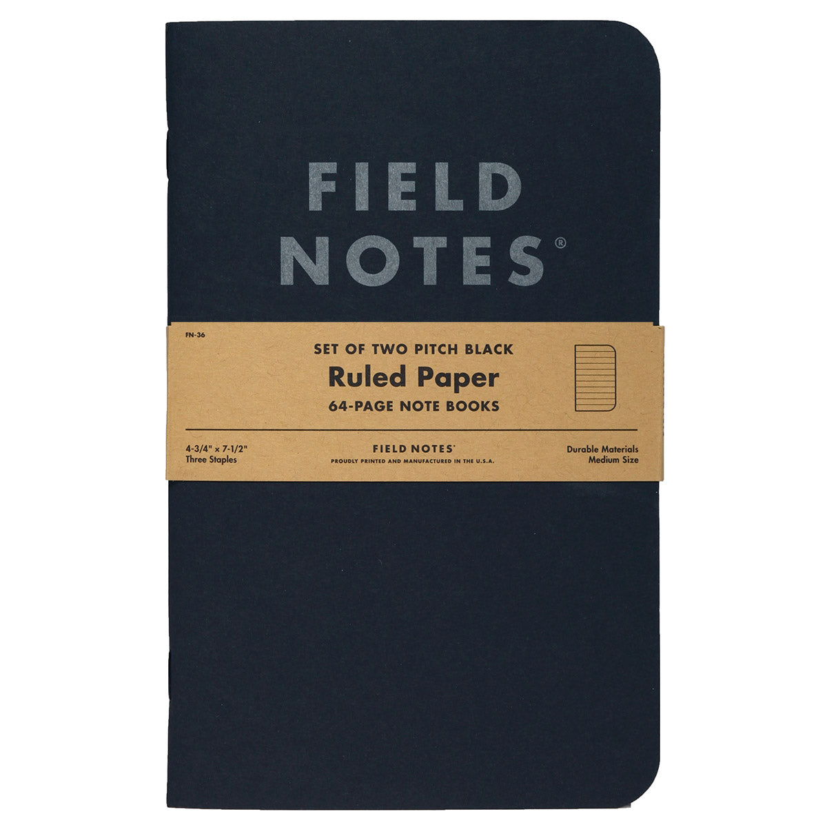 Field Notes Pitch Black Noteook Ruled - 2-Pack