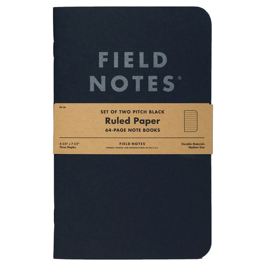 Field Notes Pitch Black Noteook Ruled - 2-Pack