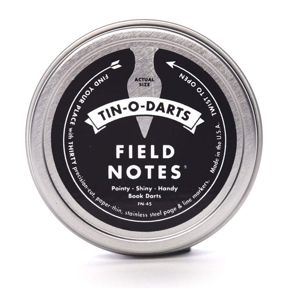 Field Notes Tin-O-Darts – set van 30 roestvrijstalen bladwijzers in compact blikje