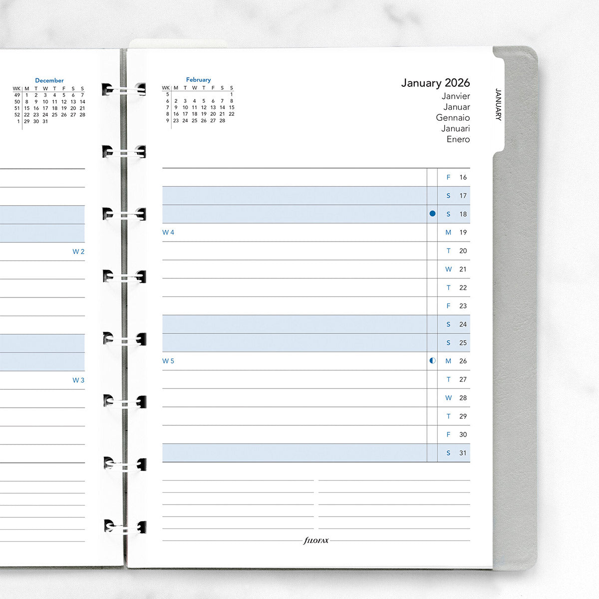 Filofax Hervulbaar Notitieboek A5 Maandplanner 2026