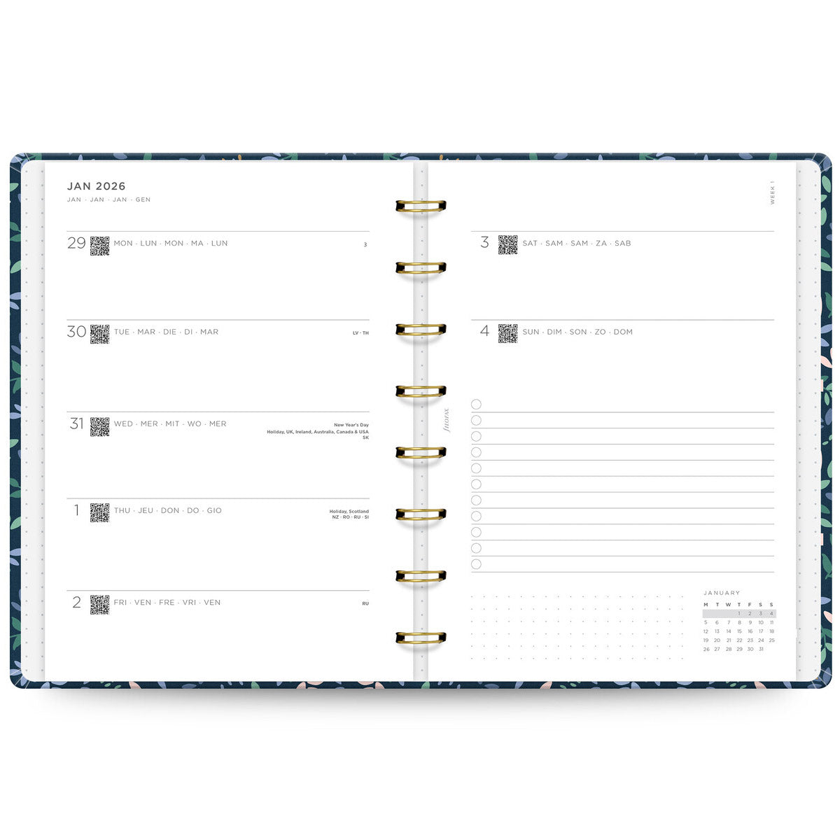 Filofax Planner 2026 - Dusk - Inhoud planner