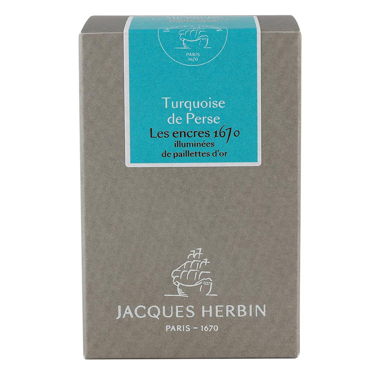 J. Herbin 1670 inktpot - Turquoise de Perse - voorbeeld van het doosje waar de inktpot in zit