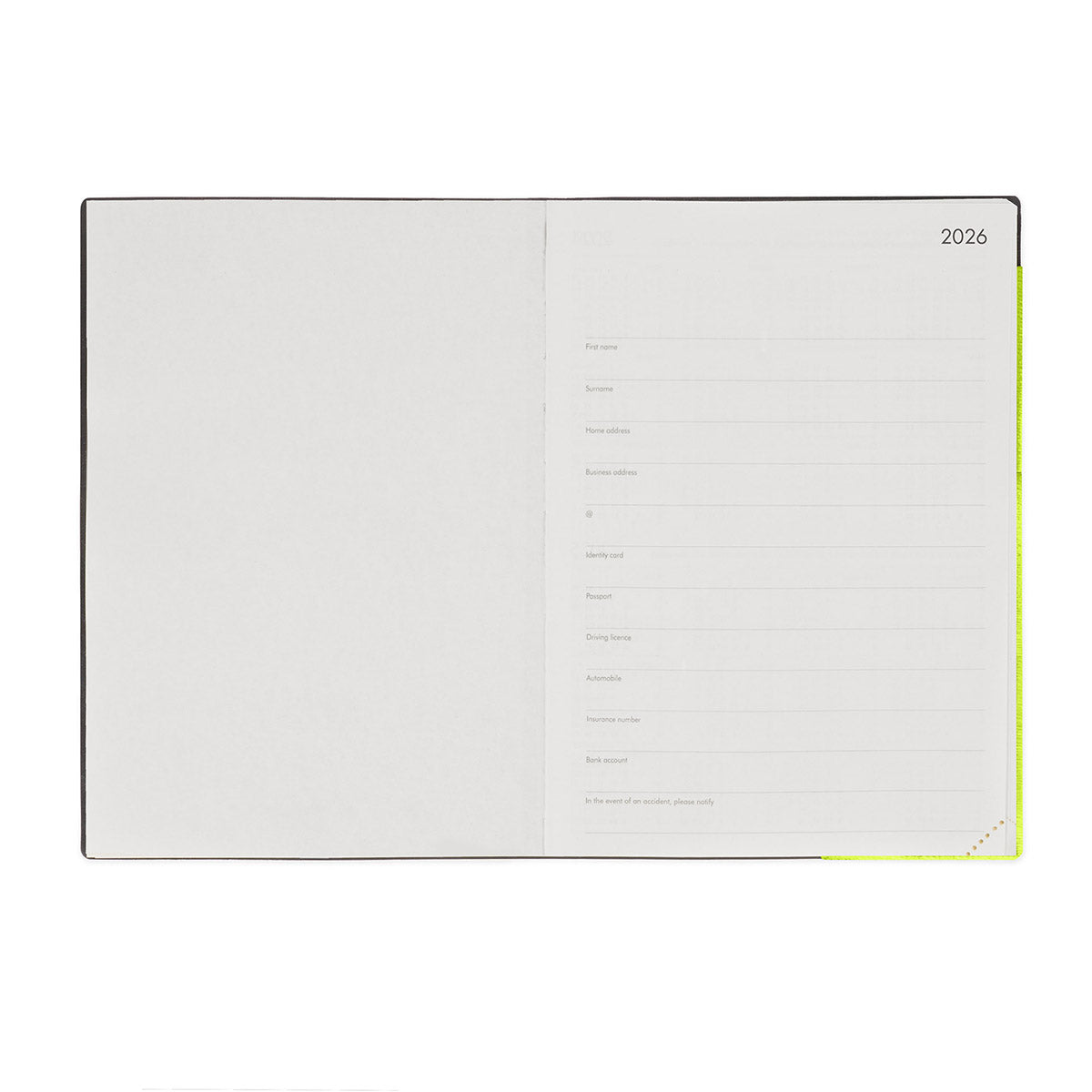 Legami Agenda 2026 Large - Chartreuse - Voorbeeld van de 1e pagina van de agenda