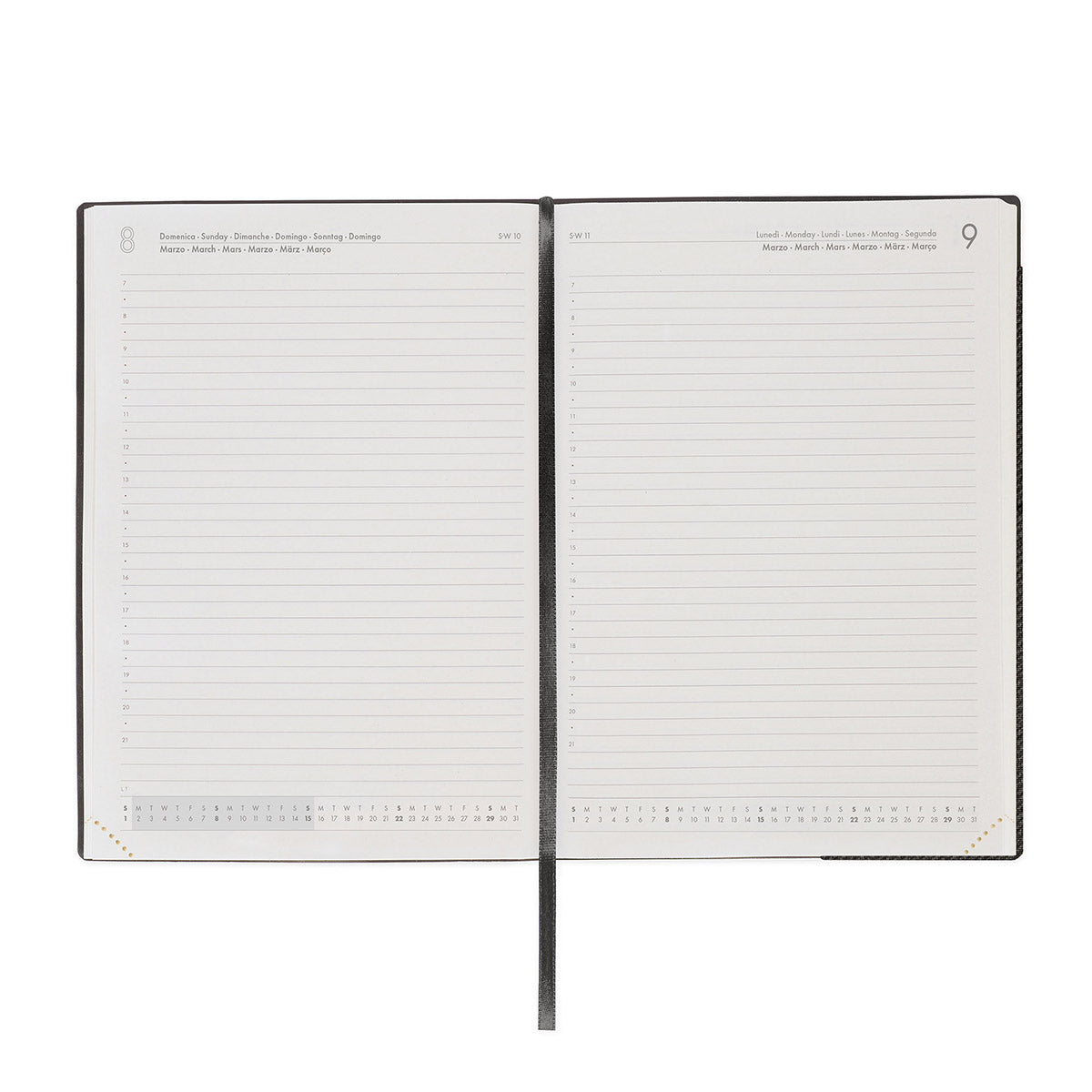 Legami Agenda 2026 Large - Deep Graphite - Voorbeeld van de dagindeling