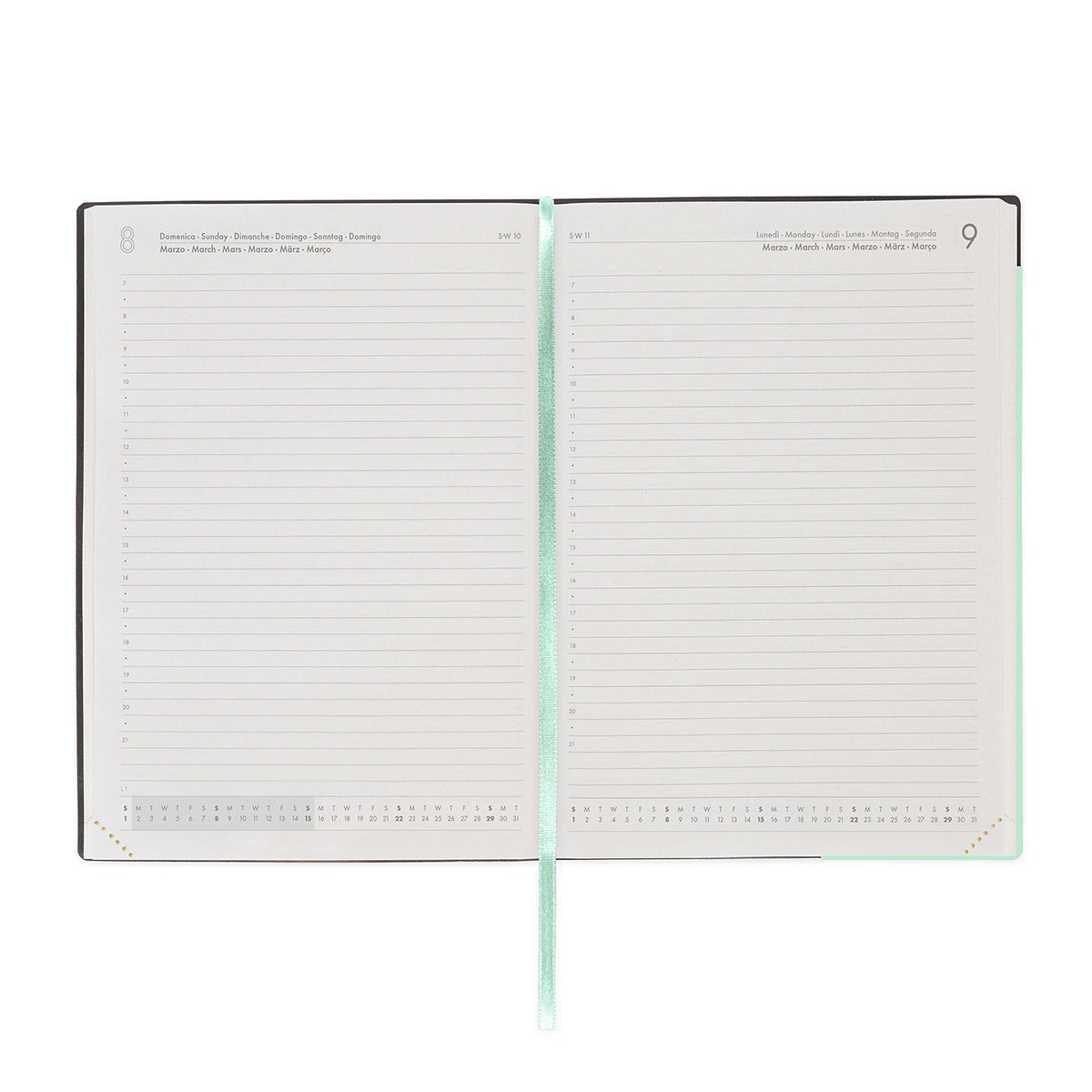 Legami Agenda 2026 Large - Pastel Mint - Overzicht van de dagindeling van de agenda