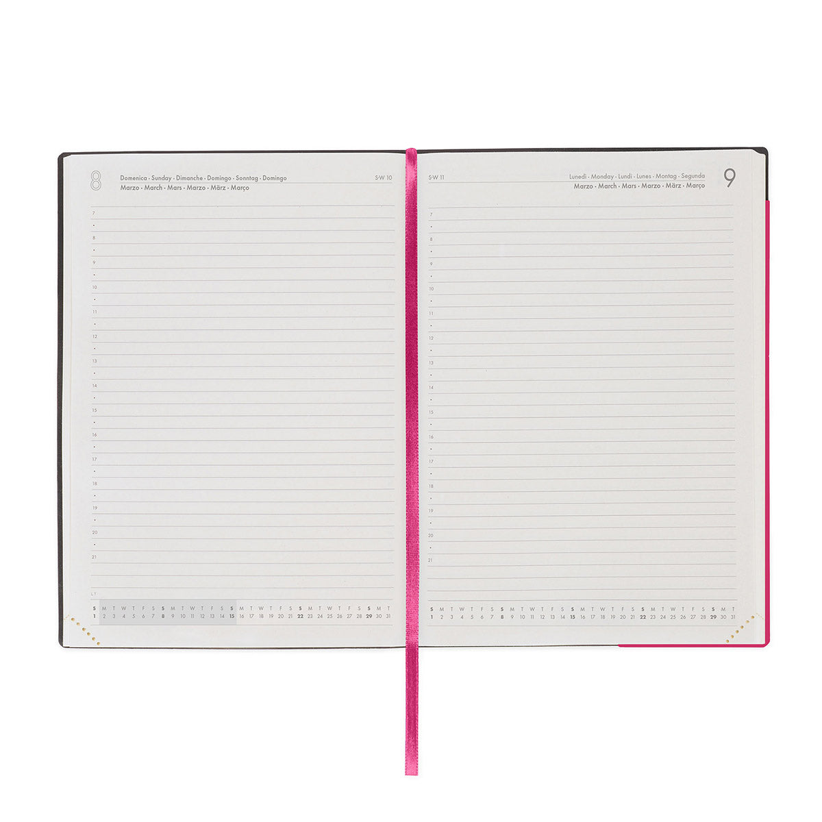 Legami Agenda 2026 Large - Raspberry - Voorbeeld van de dagindeling van de agenda
