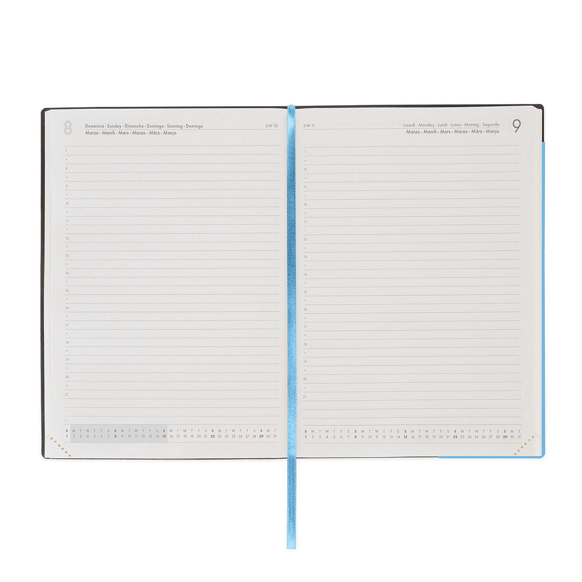 Legami Agenda 2026 Large Dag - Retro Blue - Voorbeeld van de dag indeling
