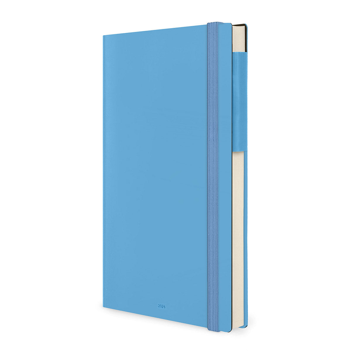 Legami Agenda 2026 Large - Retro Blue - Voorkant schuin getoond van de agenda op een witte achtergrond