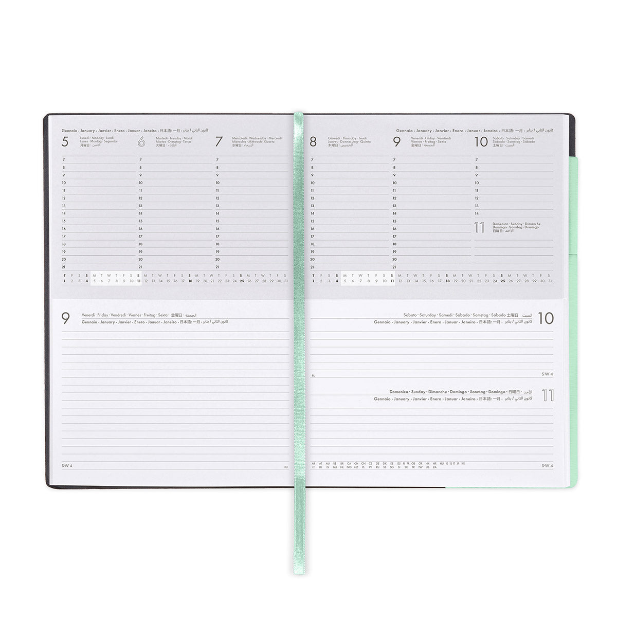 Legami Agenda 2026 Large Week & Dag - Pastel Mint - Voorbeeld van de weekindeling