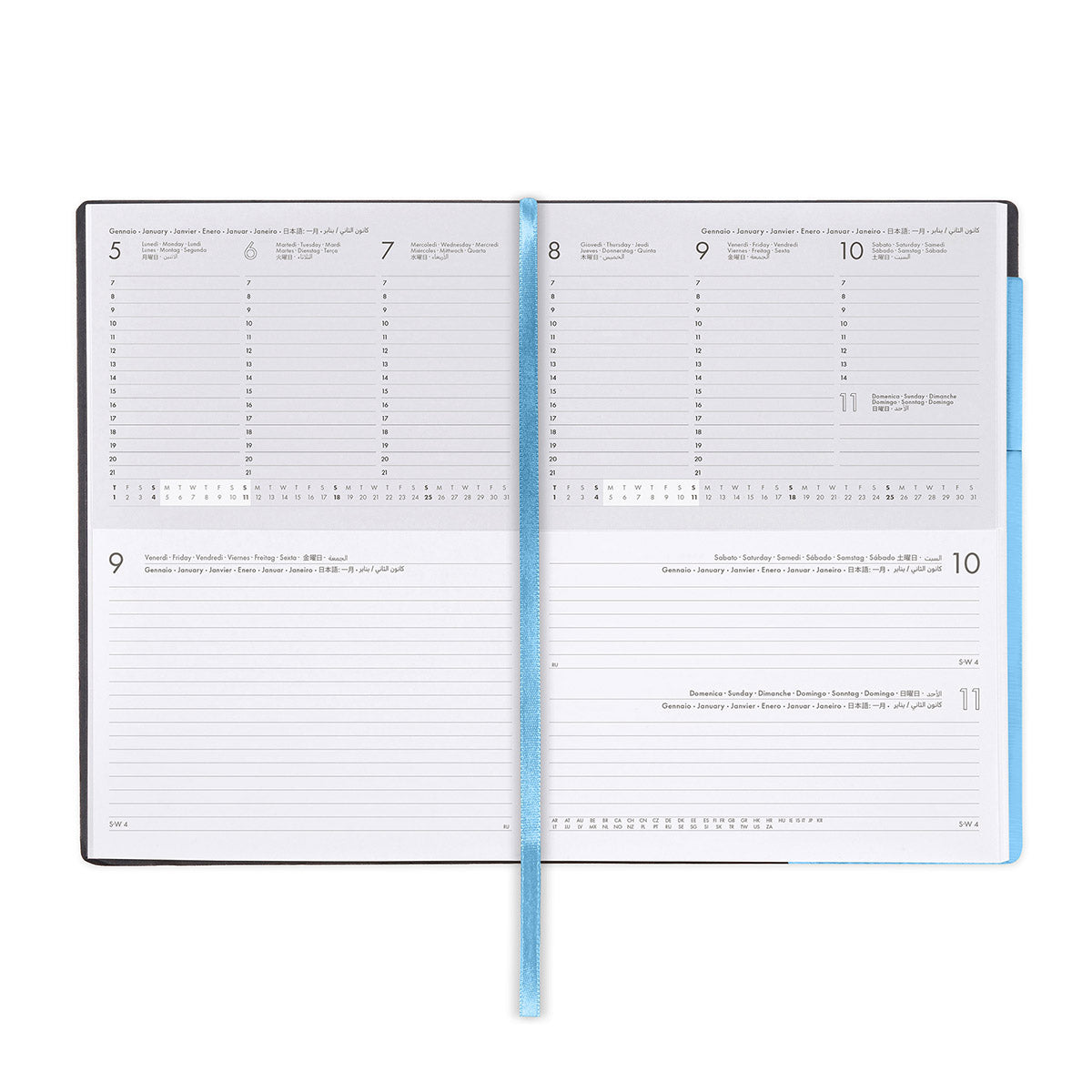 Legami Agenda 2026 Large Week & Dag - Retro Blue - Voorbeeld van Week & Dag indeling
