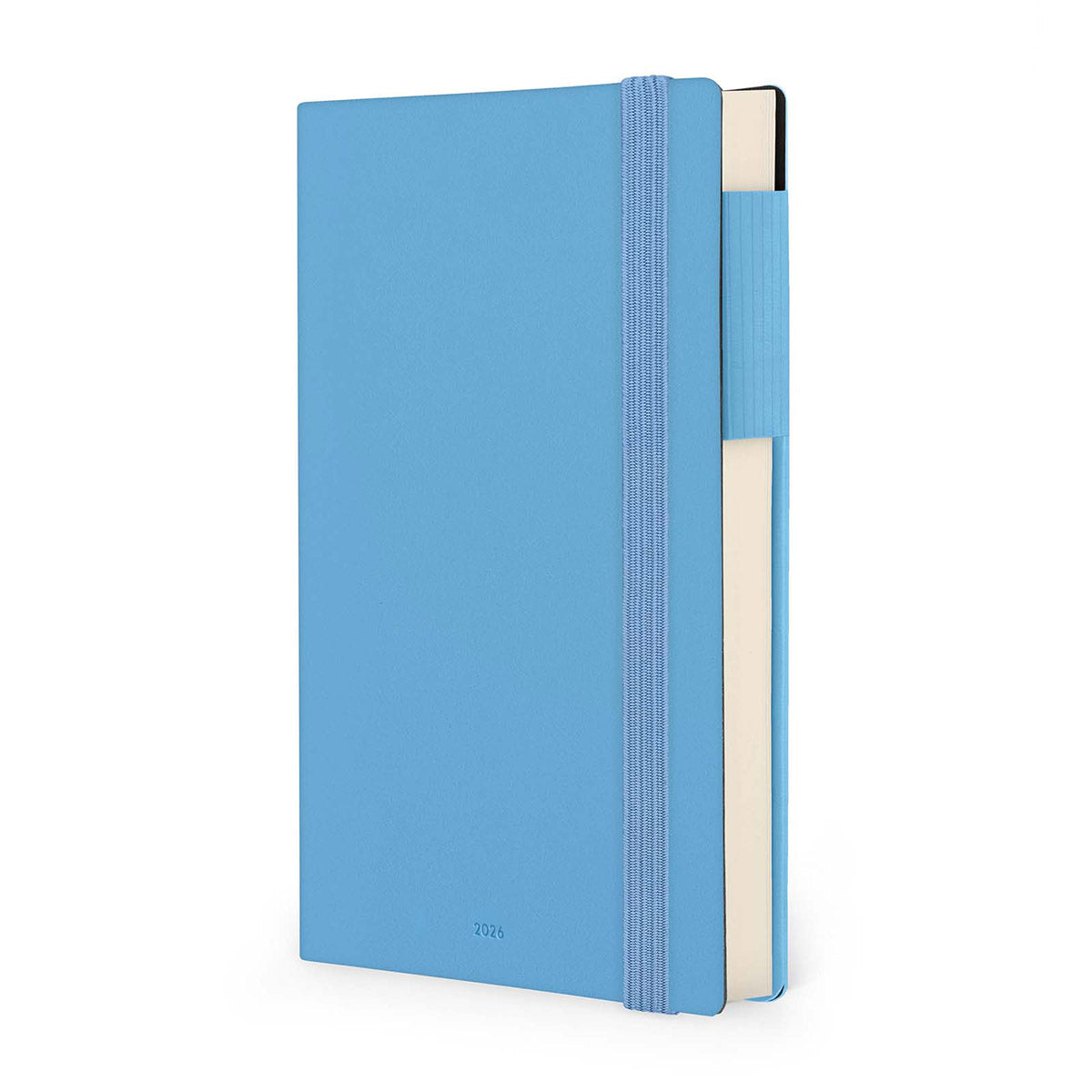 Legami Agenda 2026 Medium Week - Retro Blue - Voorkant schuin op een witte achtergrond