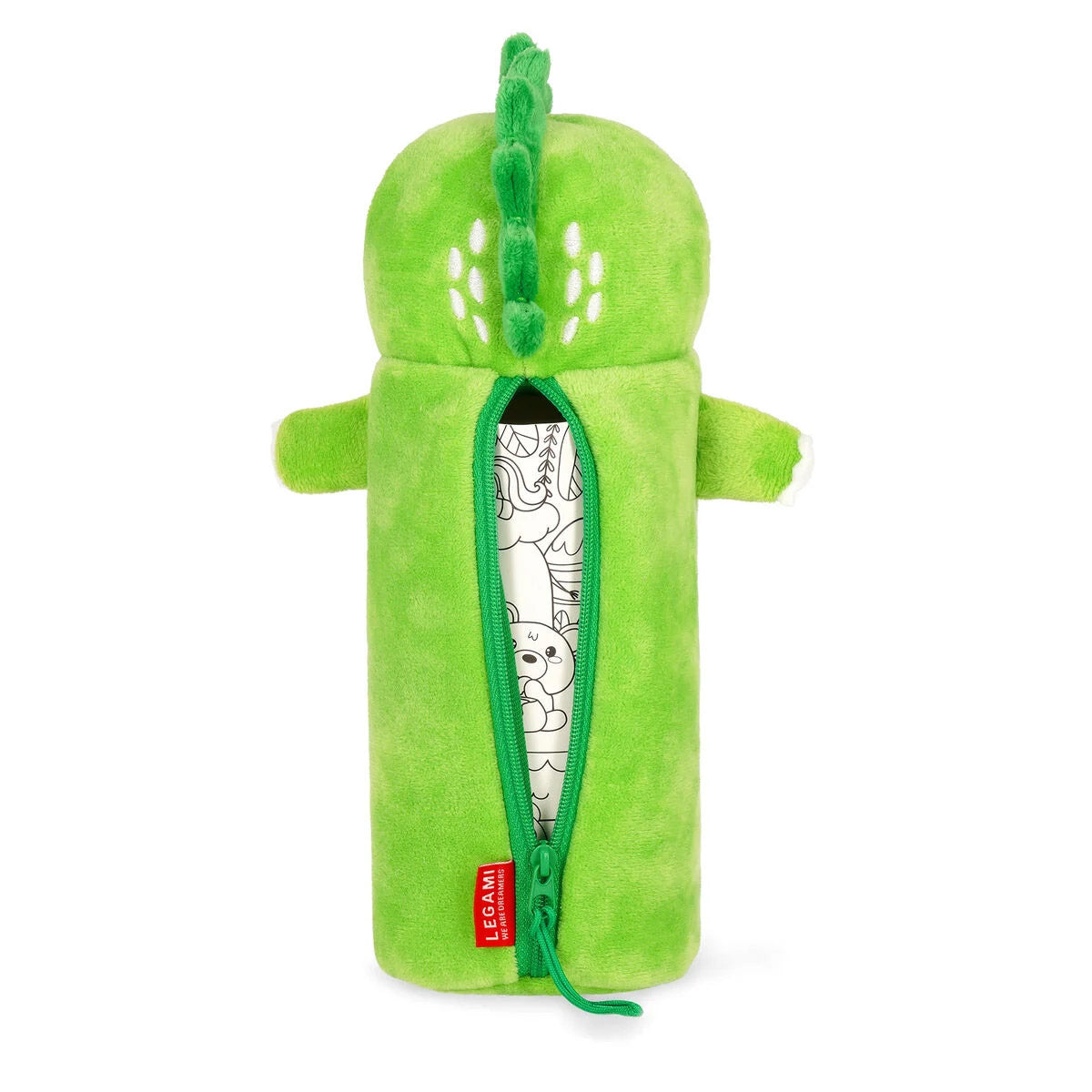 Legami Etui Super Soft - Dino - Achterkant met de rits open