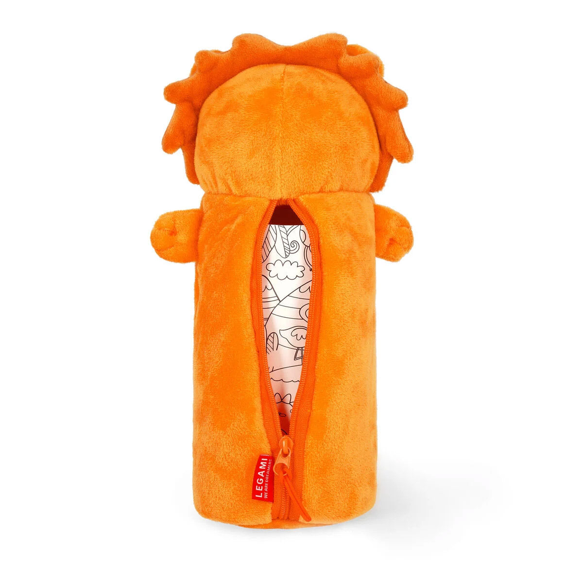 Legami Etui Super Soft - Lion - Achterkant met de rits sluiting open