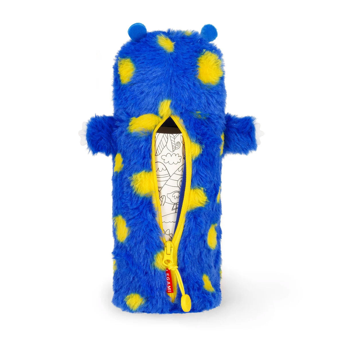 Legami Etui Super Soft - Monster - Achterkant met een rits op een witte achtergrond