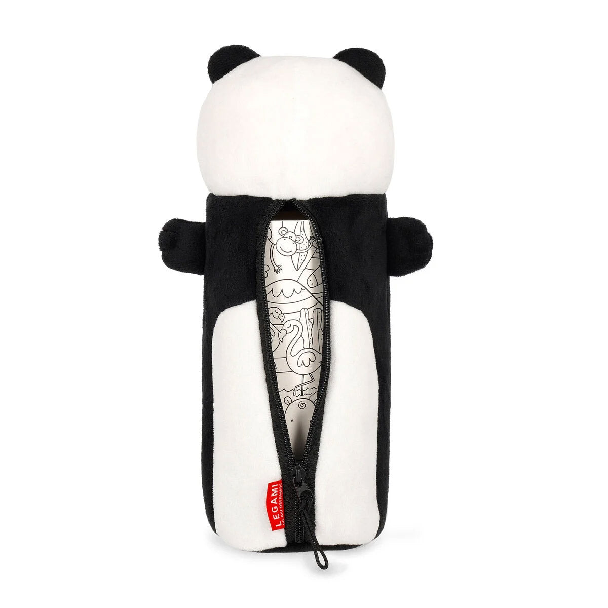 Legami Etui Super Soft - Panda - Achterkant met rits open