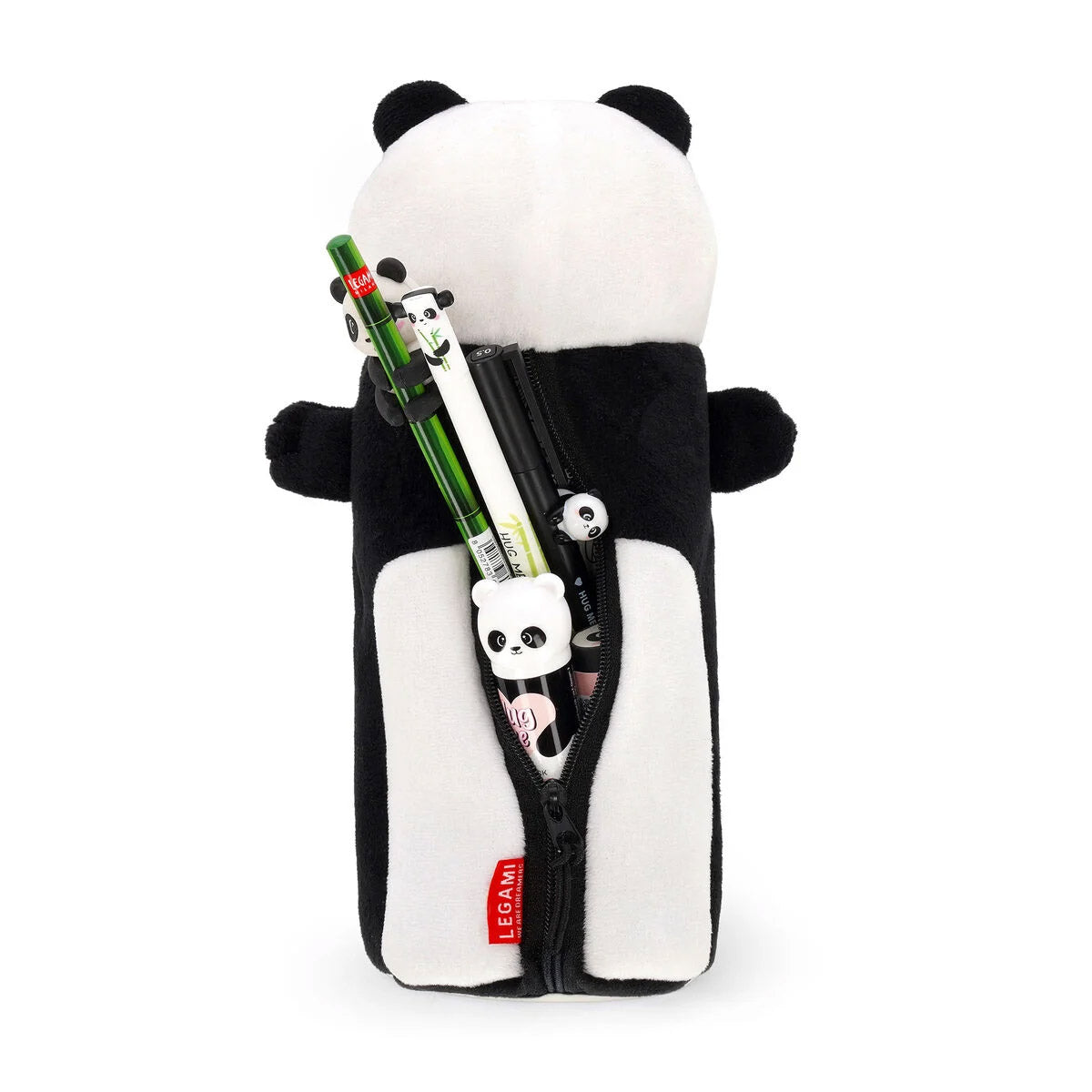 Legami Etui Super Soft - Panda - Achterkant met pennen erin