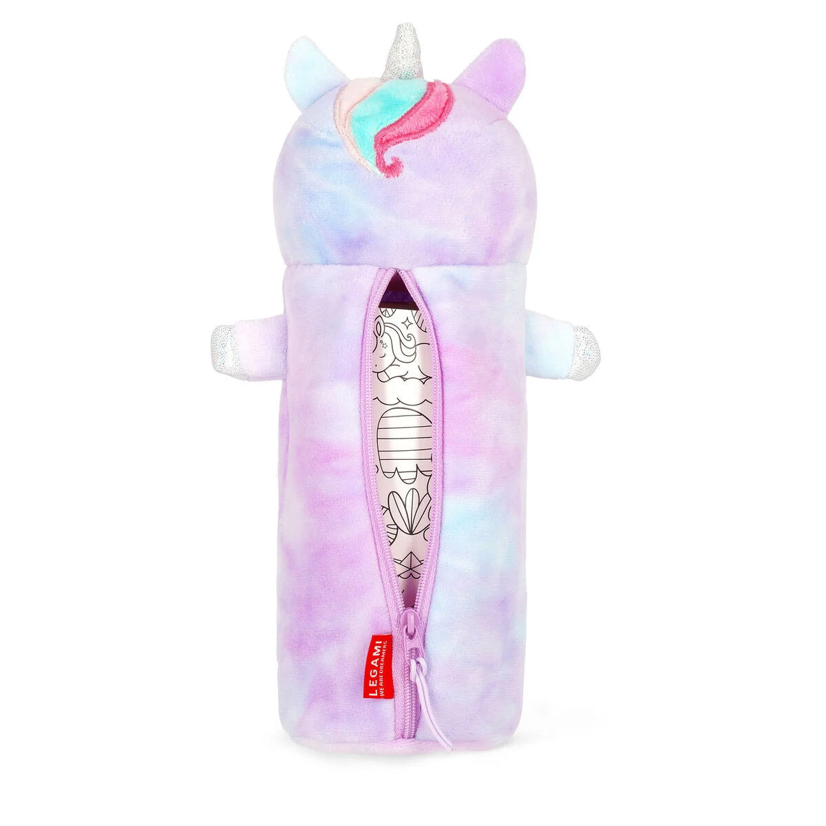 Legami Etui Super Soft - Unicorn - Achterkant met een rits open