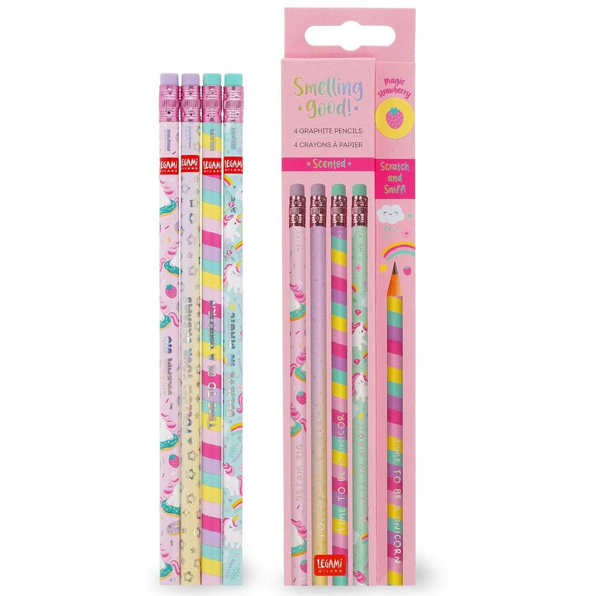Legami Set van 4 Geurende Potloden - Smelling Good Unicorn