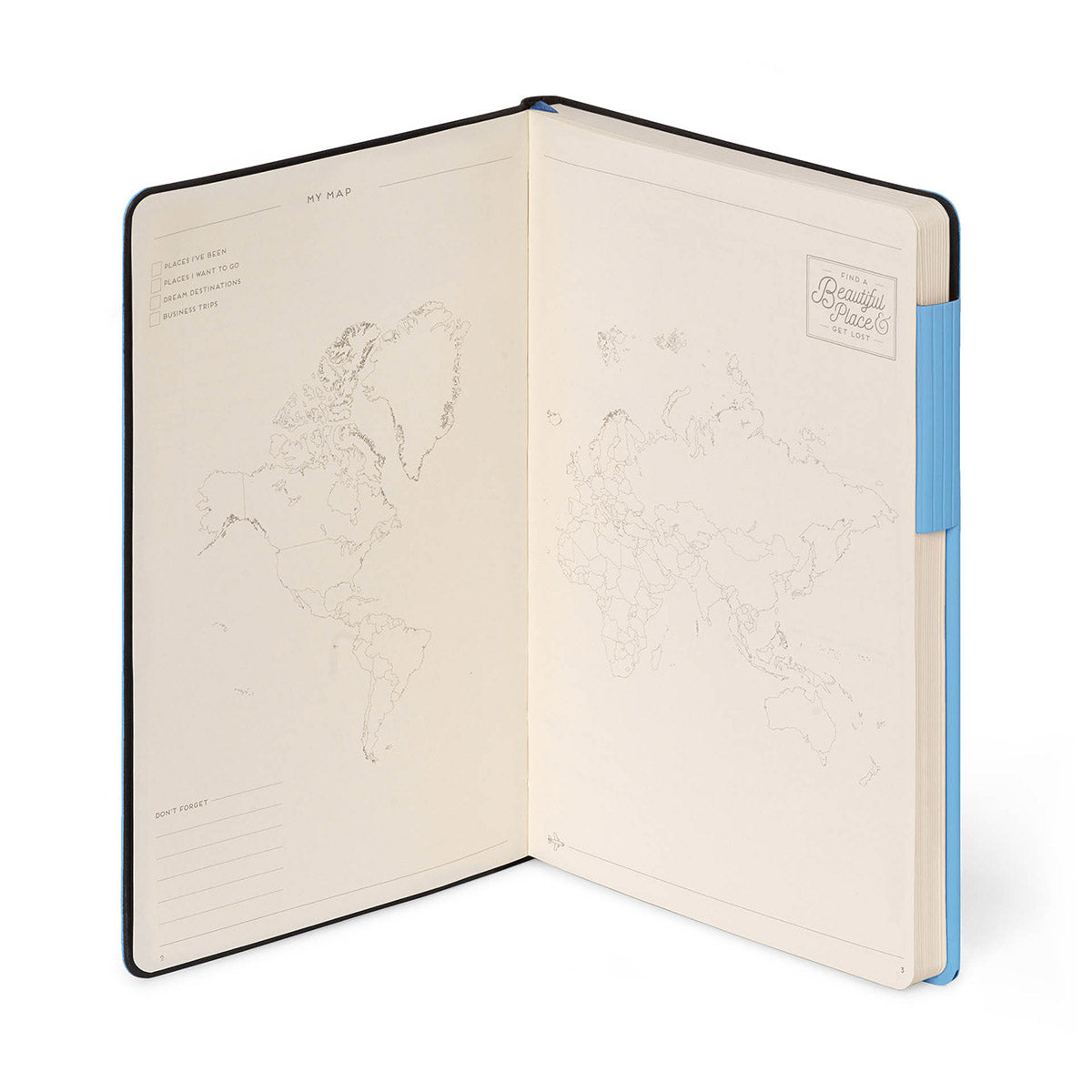 Legami My Notebook Retro Blue - Wereldkaarten