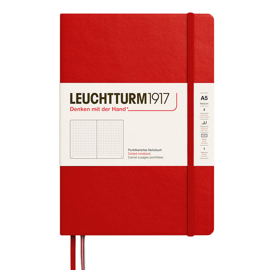 Leuchtturm1917 Medium A5 Notitieboek Cherry - Dotted - Cover op een witte achtergrond