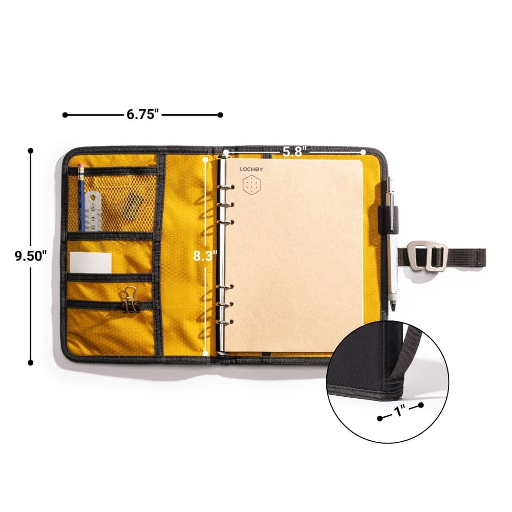 Lochby Field Binder A5 - Bumblebee - Afmetingen