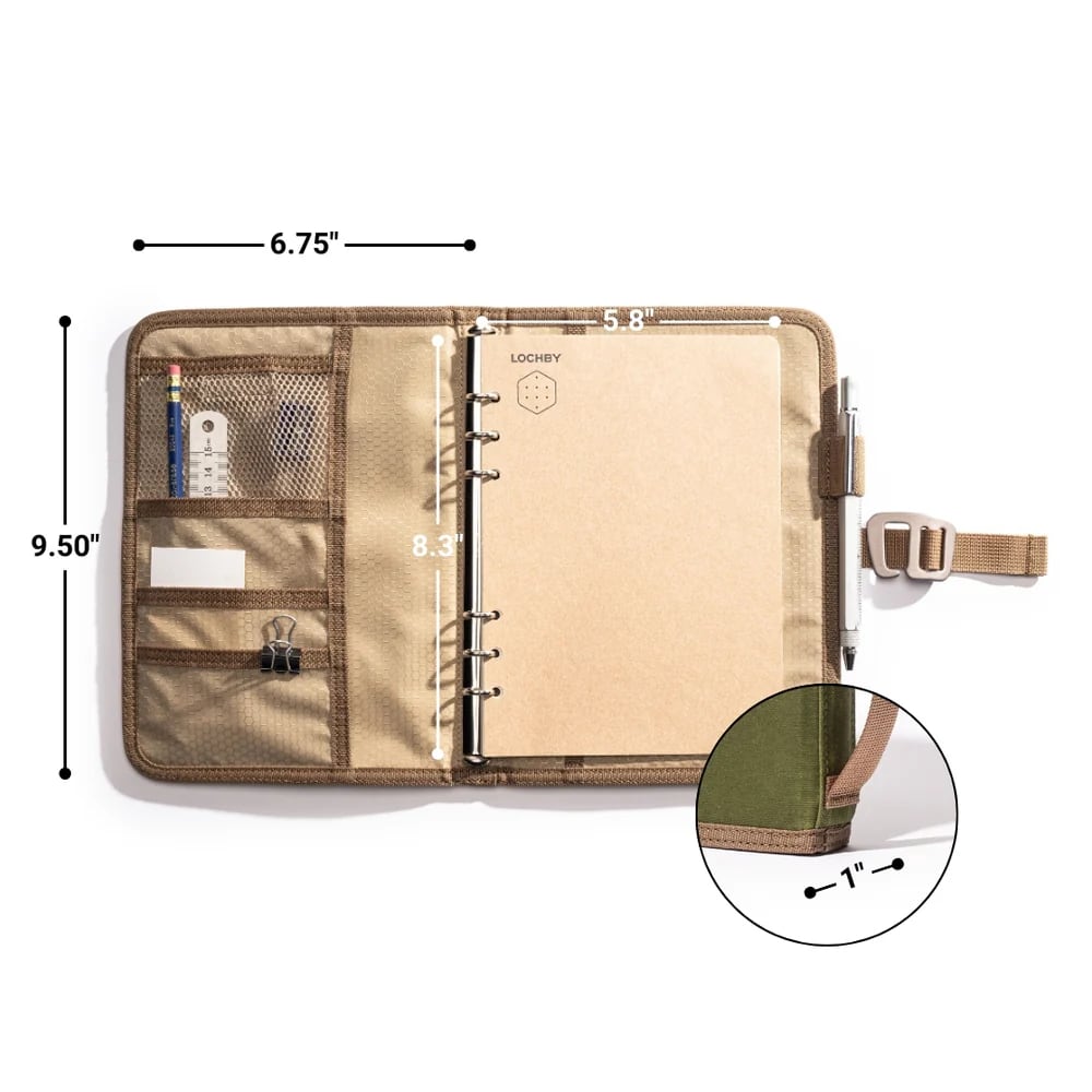 Lochby Field Binder A5 - Olive - Afmetingen