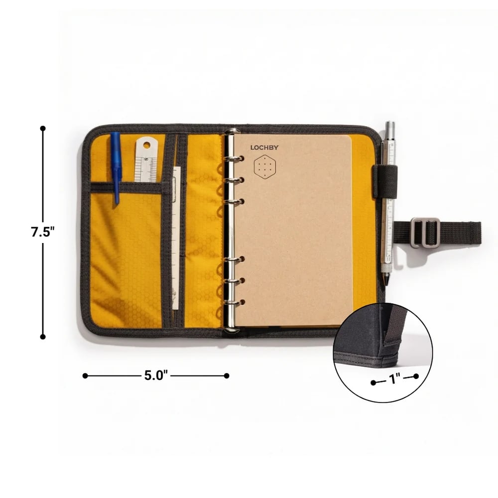 Lochby Field Binder A6 - Bumblebee - Afmetingen