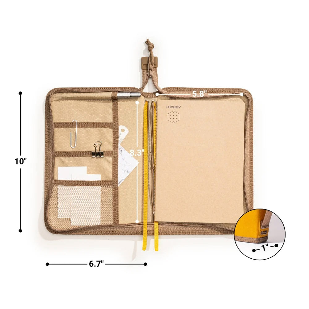 Lochby Field Folio A5 - Honey - Etui open met de maten in inches