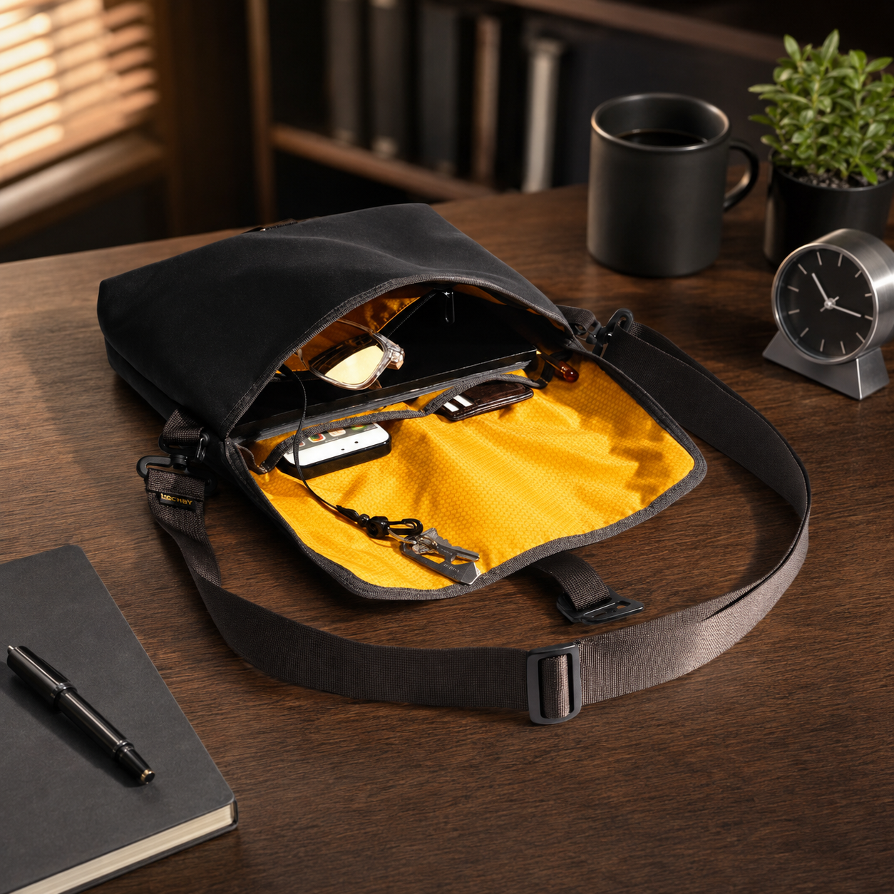 Lochby Field Sling Plus - Bumblebee / Black - Sfeerfoto met inhoud 