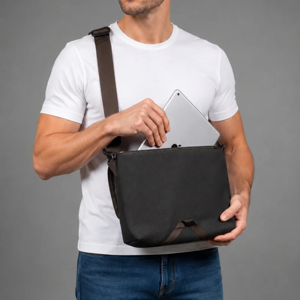 Lochby Field Sling Plus - Bumblebee / Black - Tas gedragen door een persoon