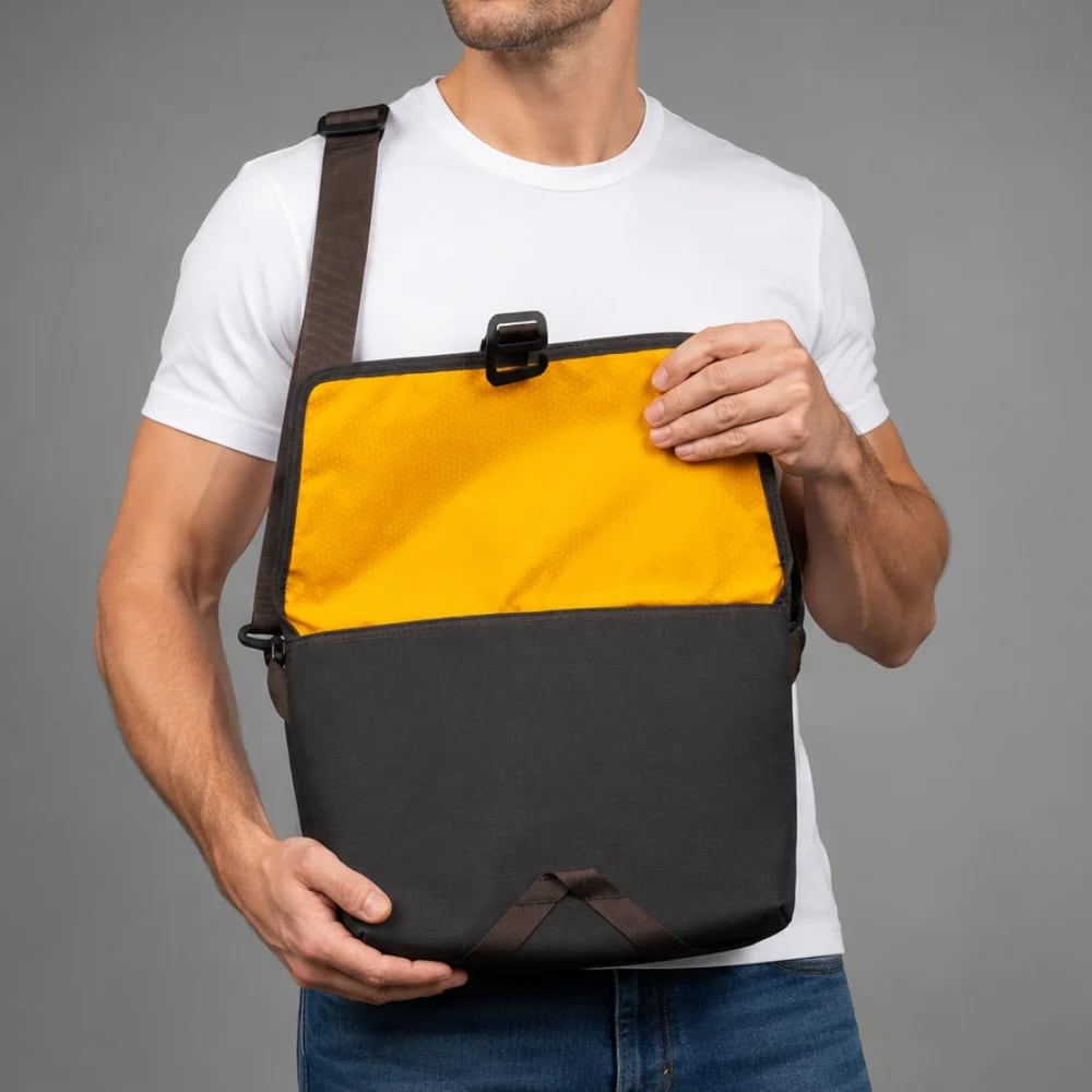Lochby Field Sling Plus - Bumblebee / Black - Tas gedragen door een persoon