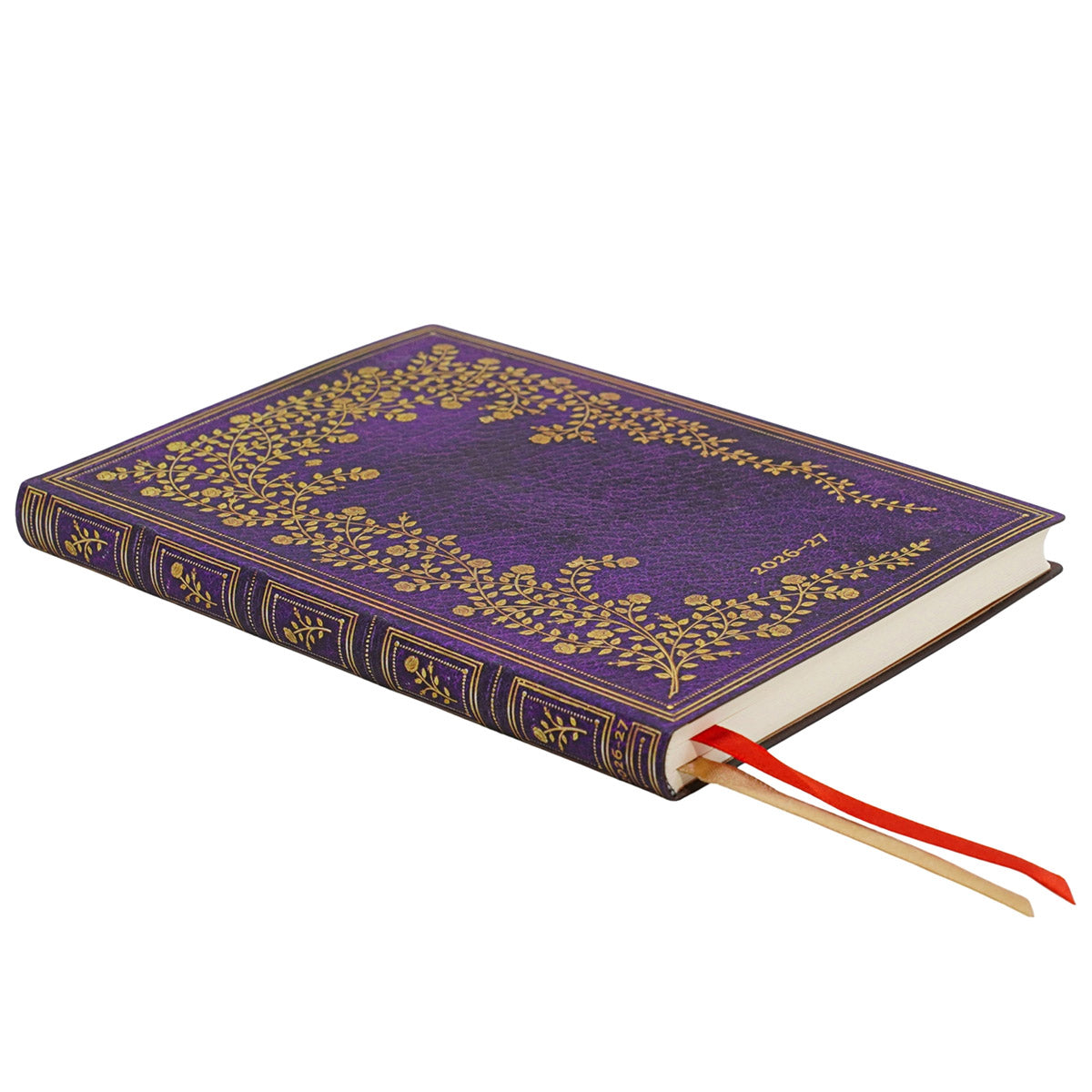 Paperblanks Agenda 2026-2027 - New York Rose - Voorkant van de agenda, foto genomen van de zijkant