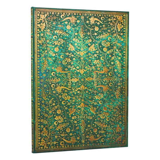 Paperblanks Agenda 2027 Grande - Emerald Flower - Voorkant van de agenda