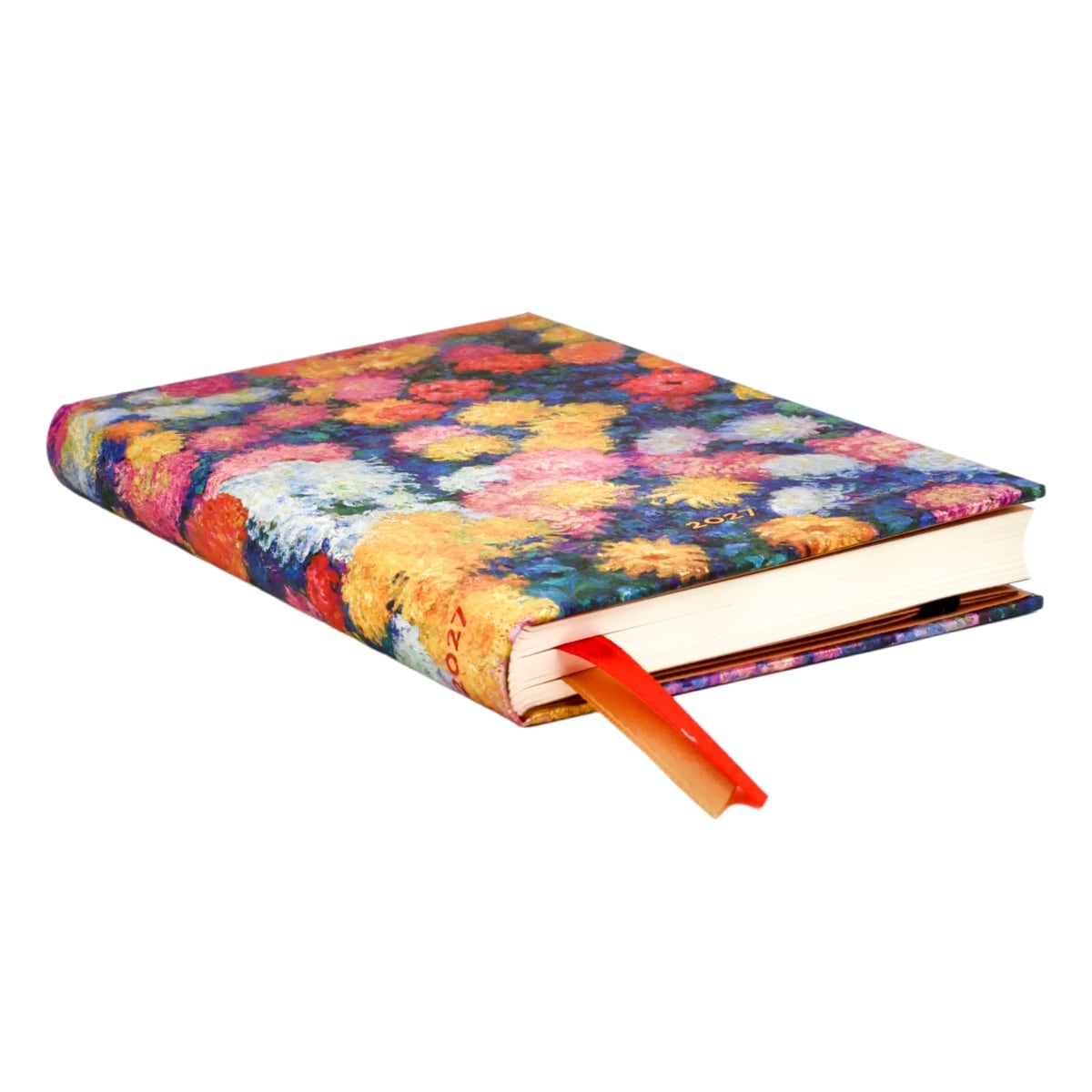 Paperblanks Agenda 2027 Maxi - Monet's Chrysanthemums - Zijkant van de agenda