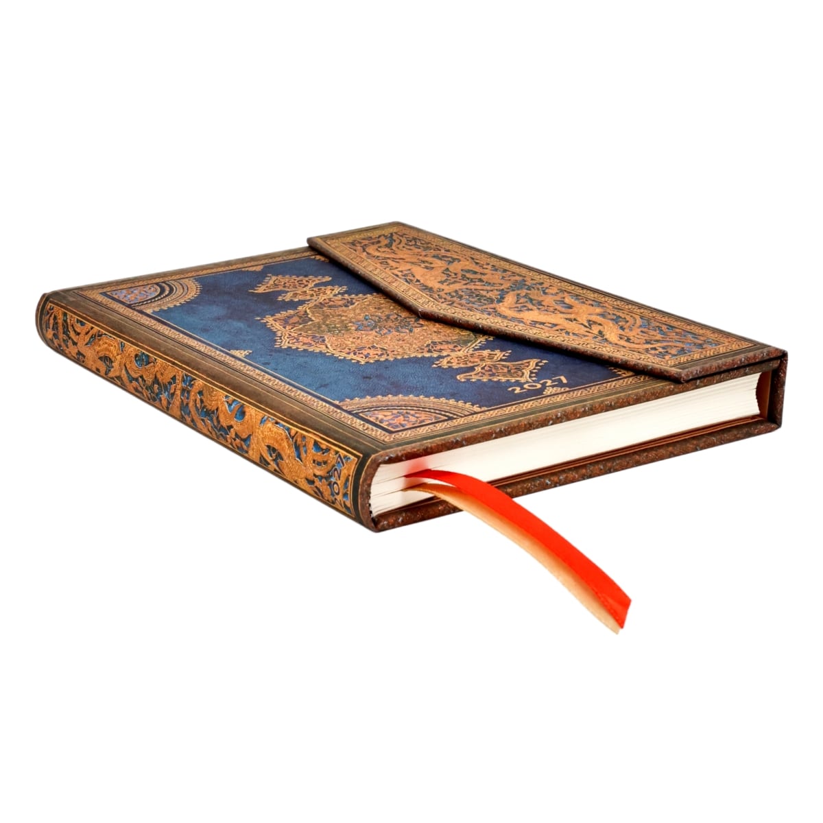 Paperblanks Agenda 2027 Midi - Safavid Indigo - Zijkant van de agenda
