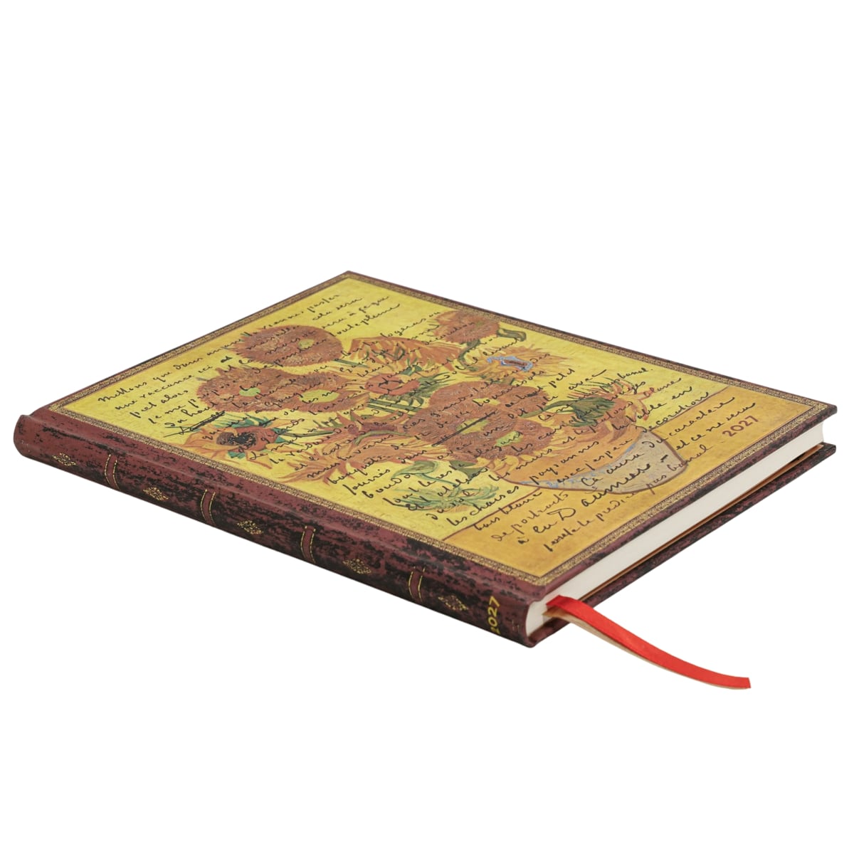 Paperblanks Agenda 2027 Ultra - Van Gogh, Sunflowers - Zijkant van de agenda