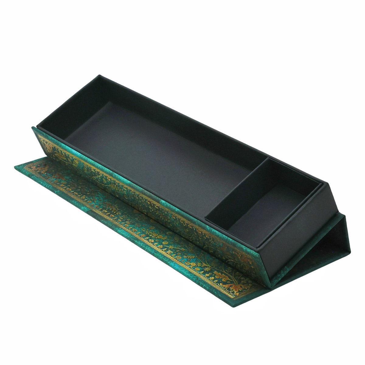Paperblanks Pennen Box Emerald Flower -Open