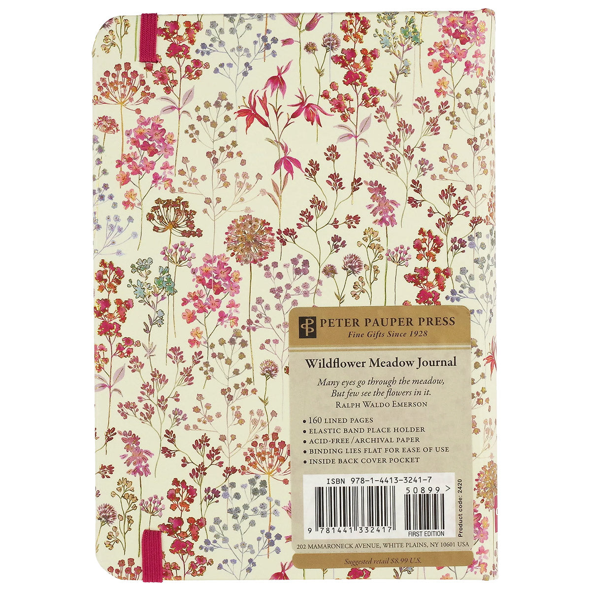 Peter Pauper Notitieboek Wildflower Meadow - Achterkant van de journal