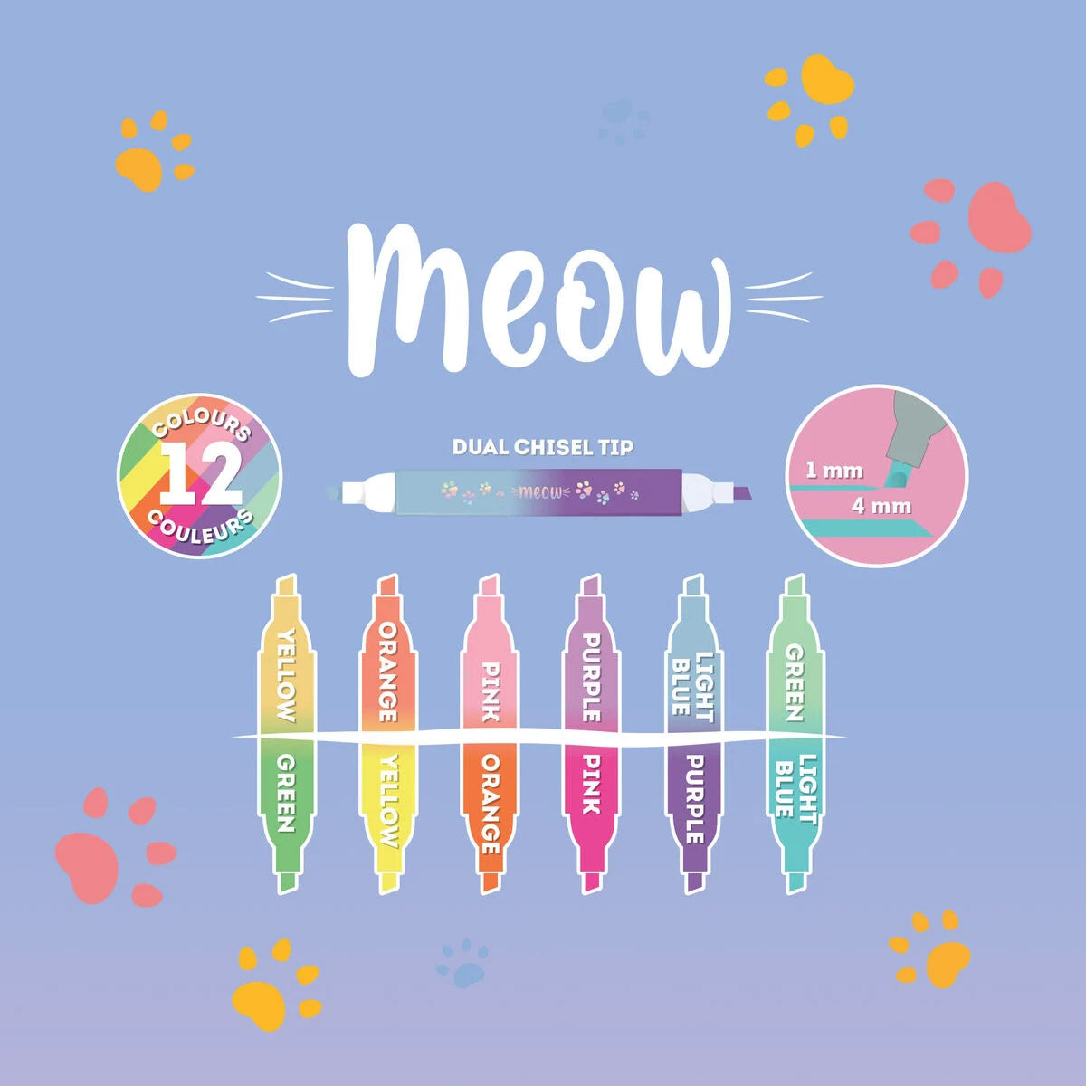 Legami Set of 6 Dual-Tip Highlighters - Kitty