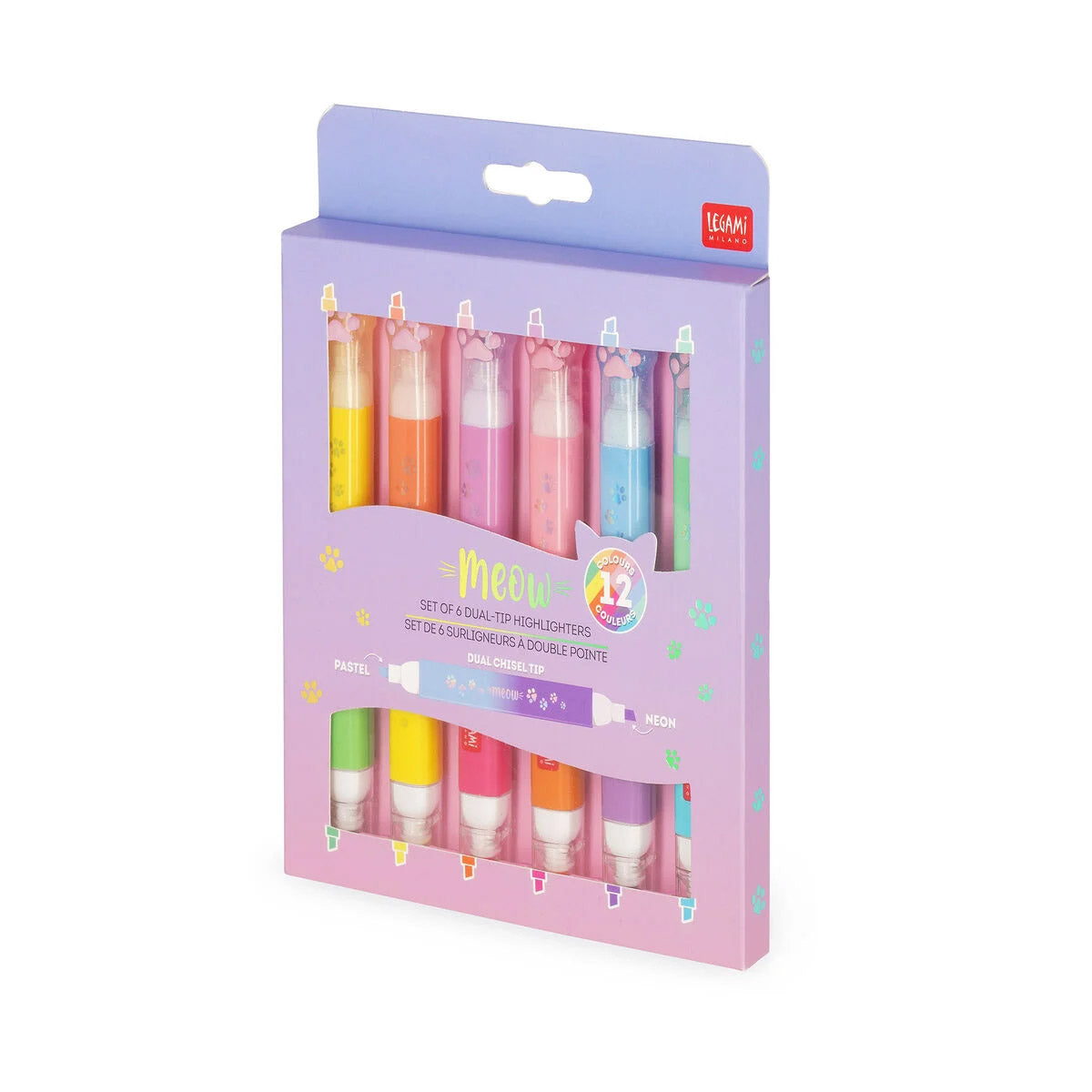 Legami Set of 6 Dual-Tip Highlighters - Kitty