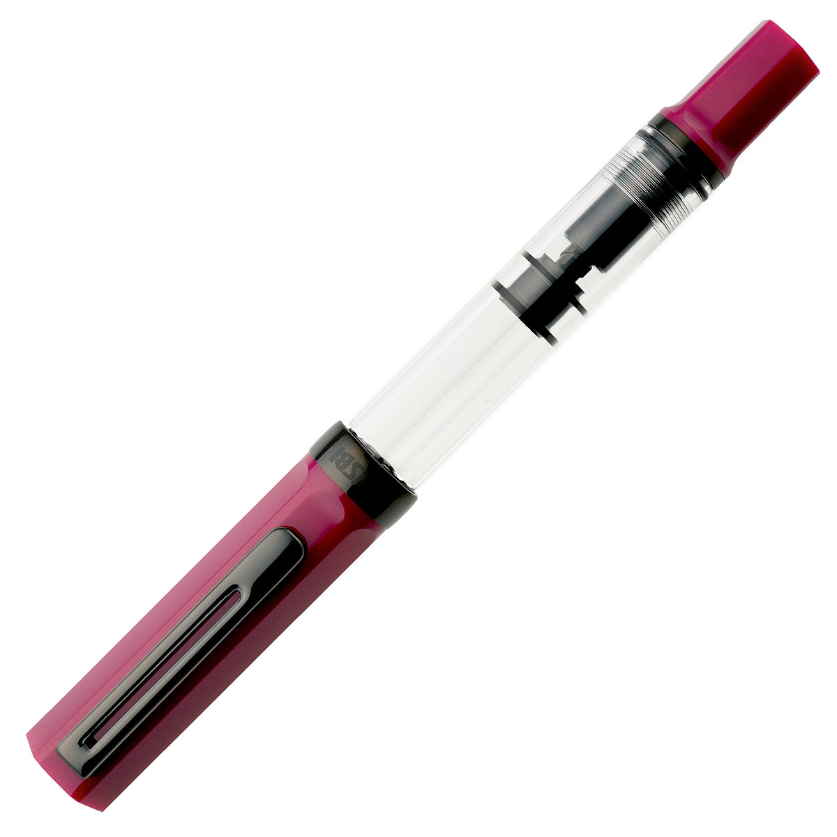TWSBI Eco Fountain Pen Plum with Onyx op witte achtergrond met dop