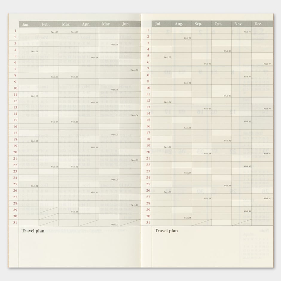 TRAVELER'S Refill Regular Diary 2027 - Monthly